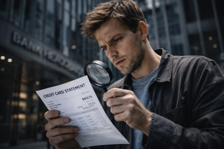 Hombre revisa estado de cuenta bancaria