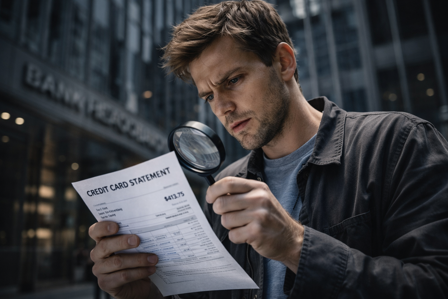 Hombre revisa estado de cuenta bancaria