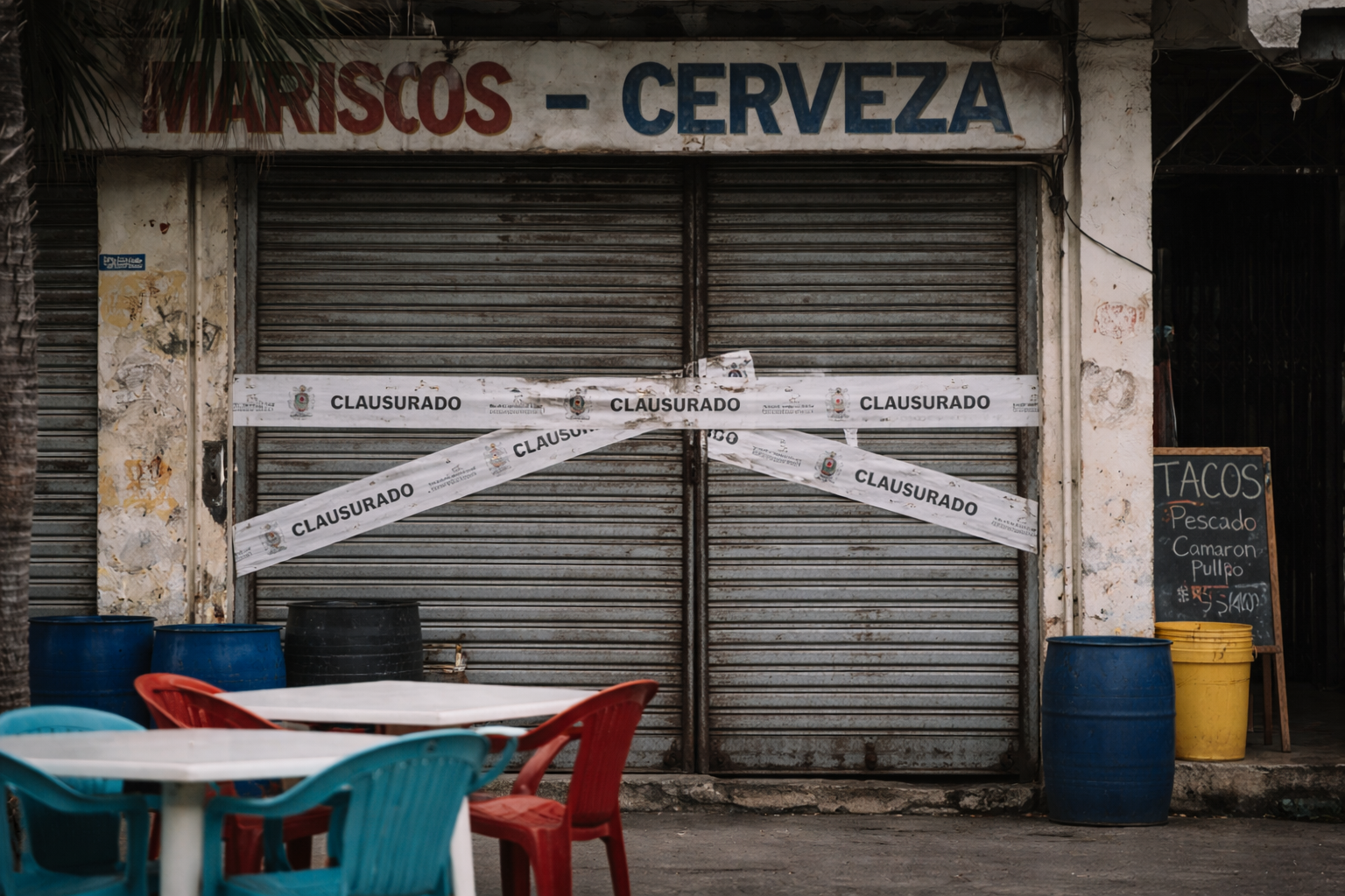 Tienda cerrada en día soleado