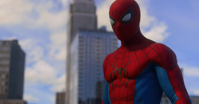Spider-Man frente a los edificios de Nueva York