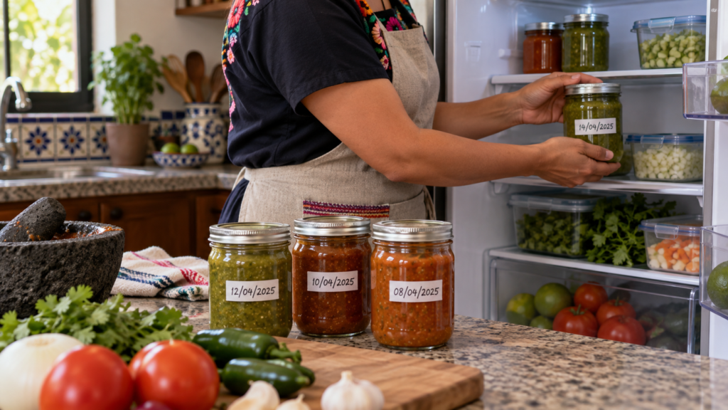 Cómo conservar salsas y recados de forma segura. Imagen editorial.